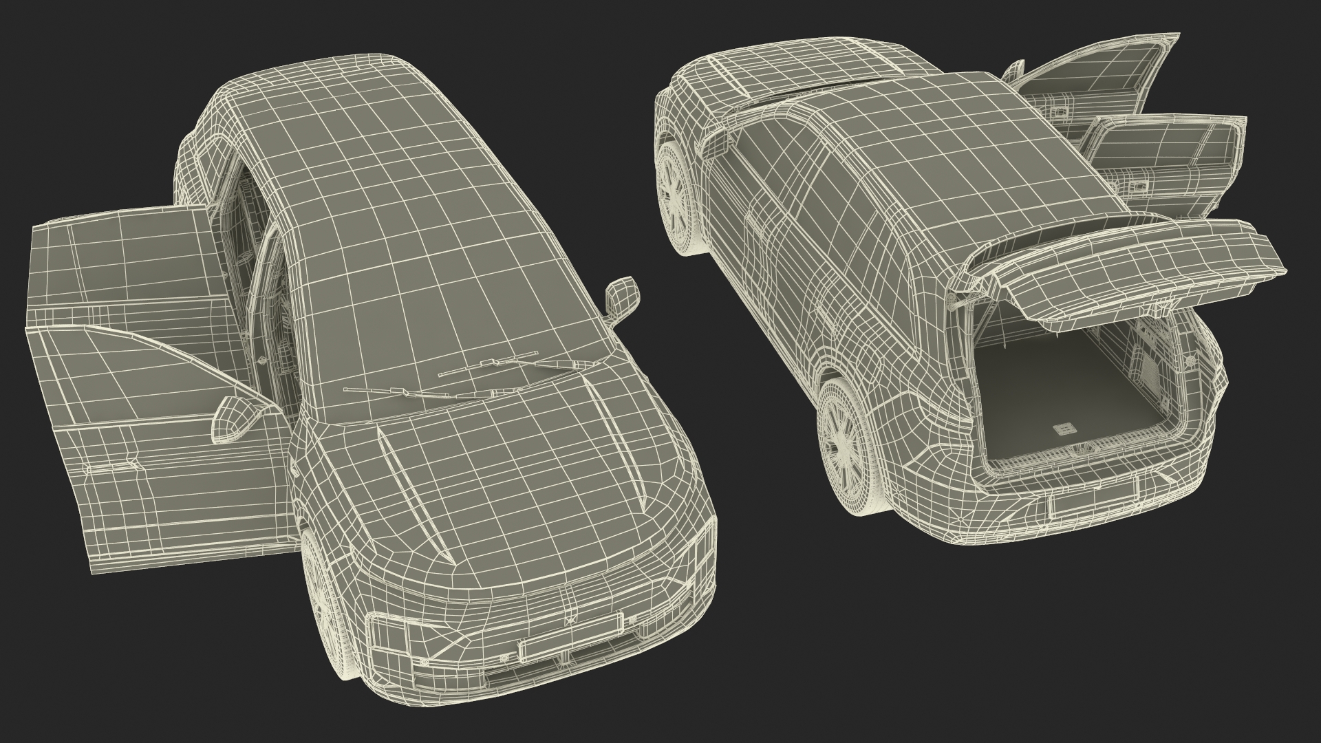 3D model Compact SUV Pearl White Rigged