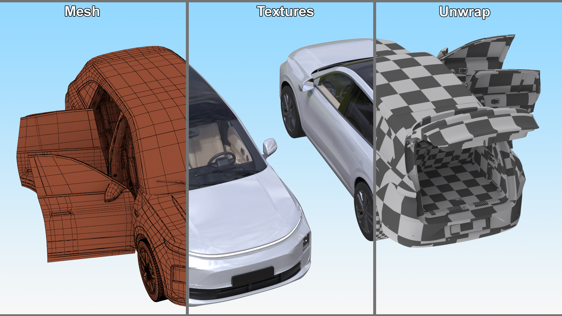3D model Compact SUV Pearl White Rigged