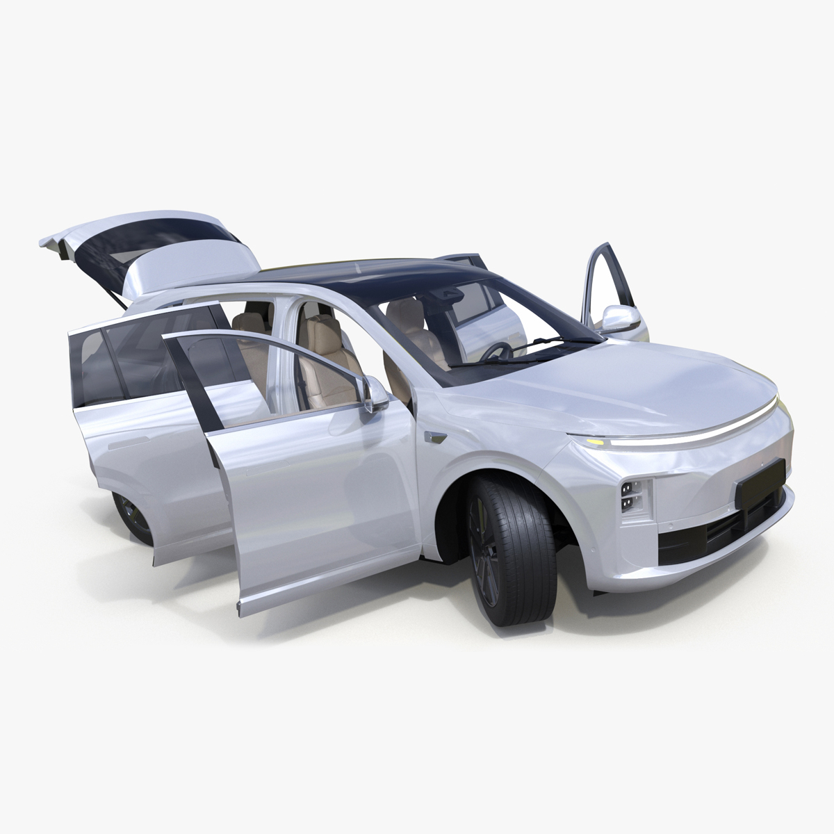 3D model Compact SUV Pearl White Rigged