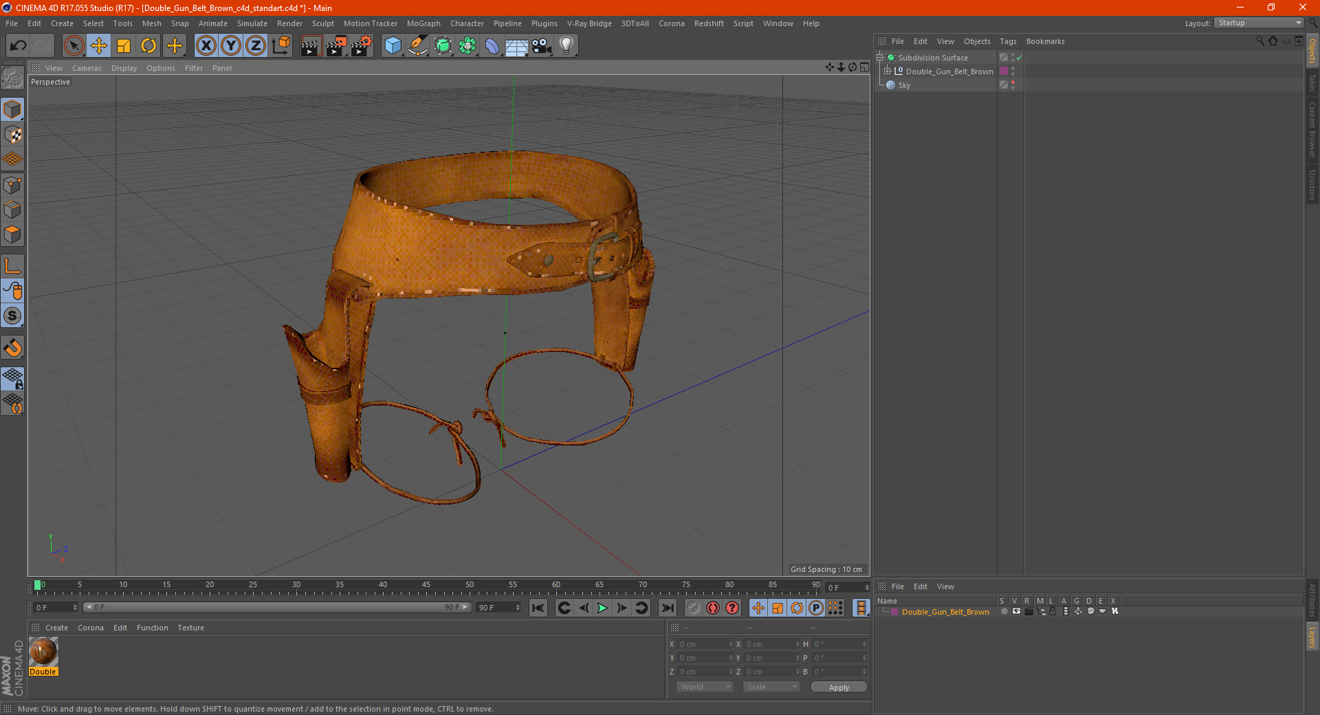 3D Double Gun Belt Brown