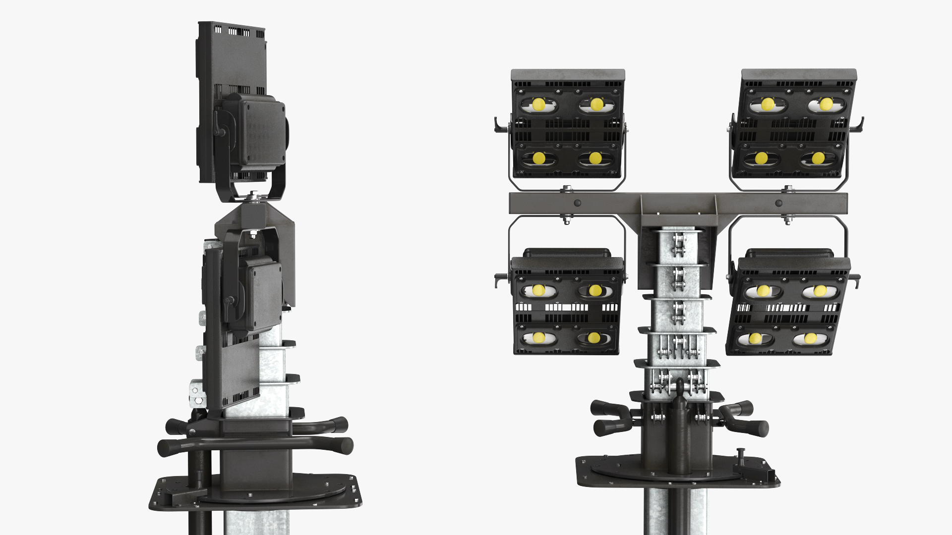 Portable Lighting Mast Rigged 3D model