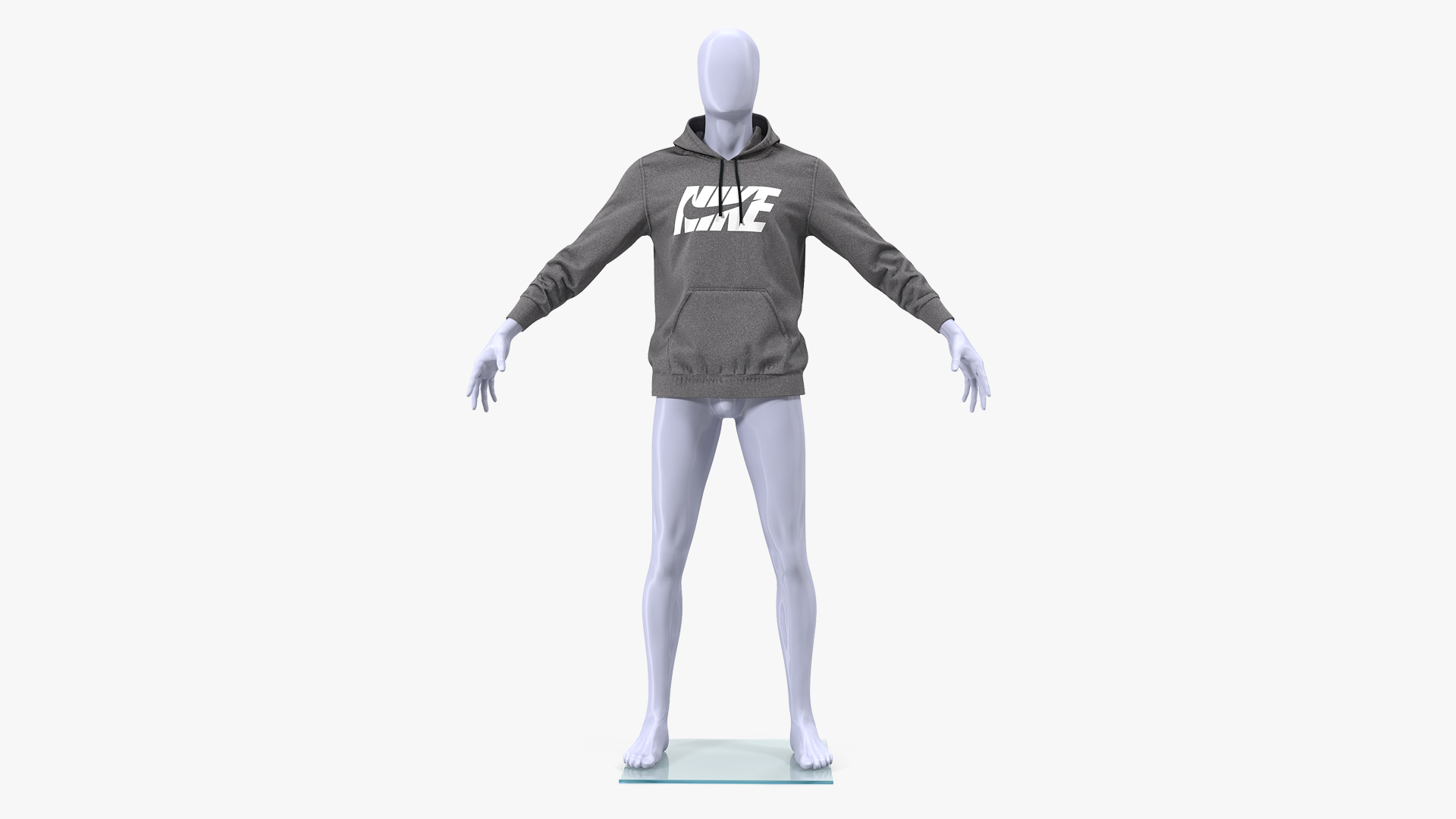 Grey Hoodie Nike Lowered Hood on Mannequin 3D