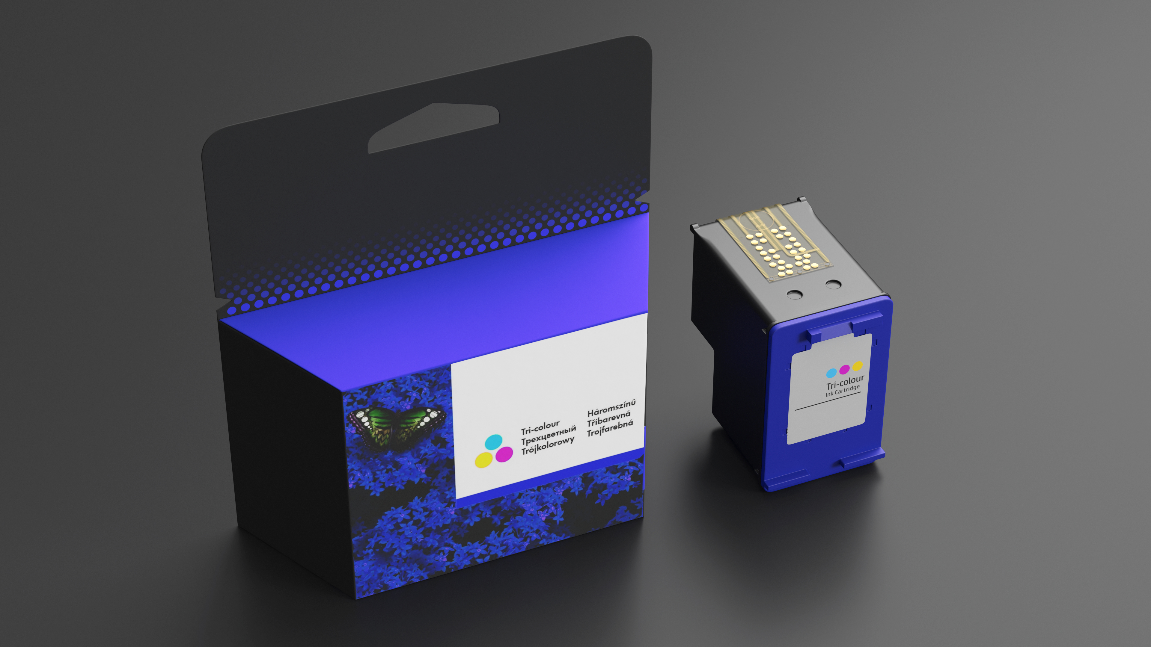 Box of Ink Cartridge Tricolor 3D model