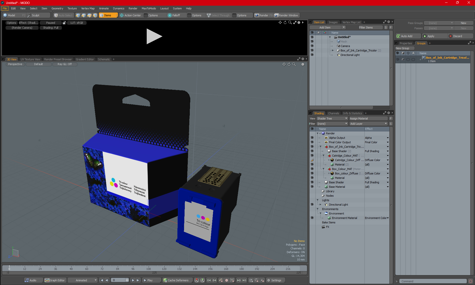 Box of Ink Cartridge Tricolor 3D model