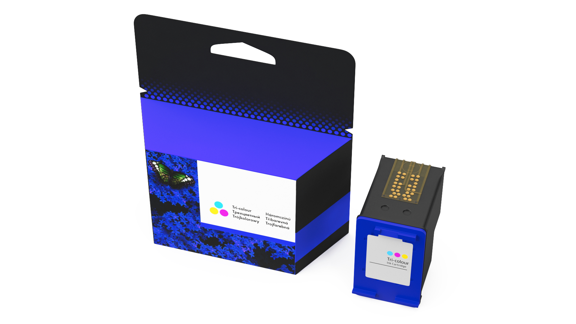 Box of Ink Cartridge Tricolor 3D model