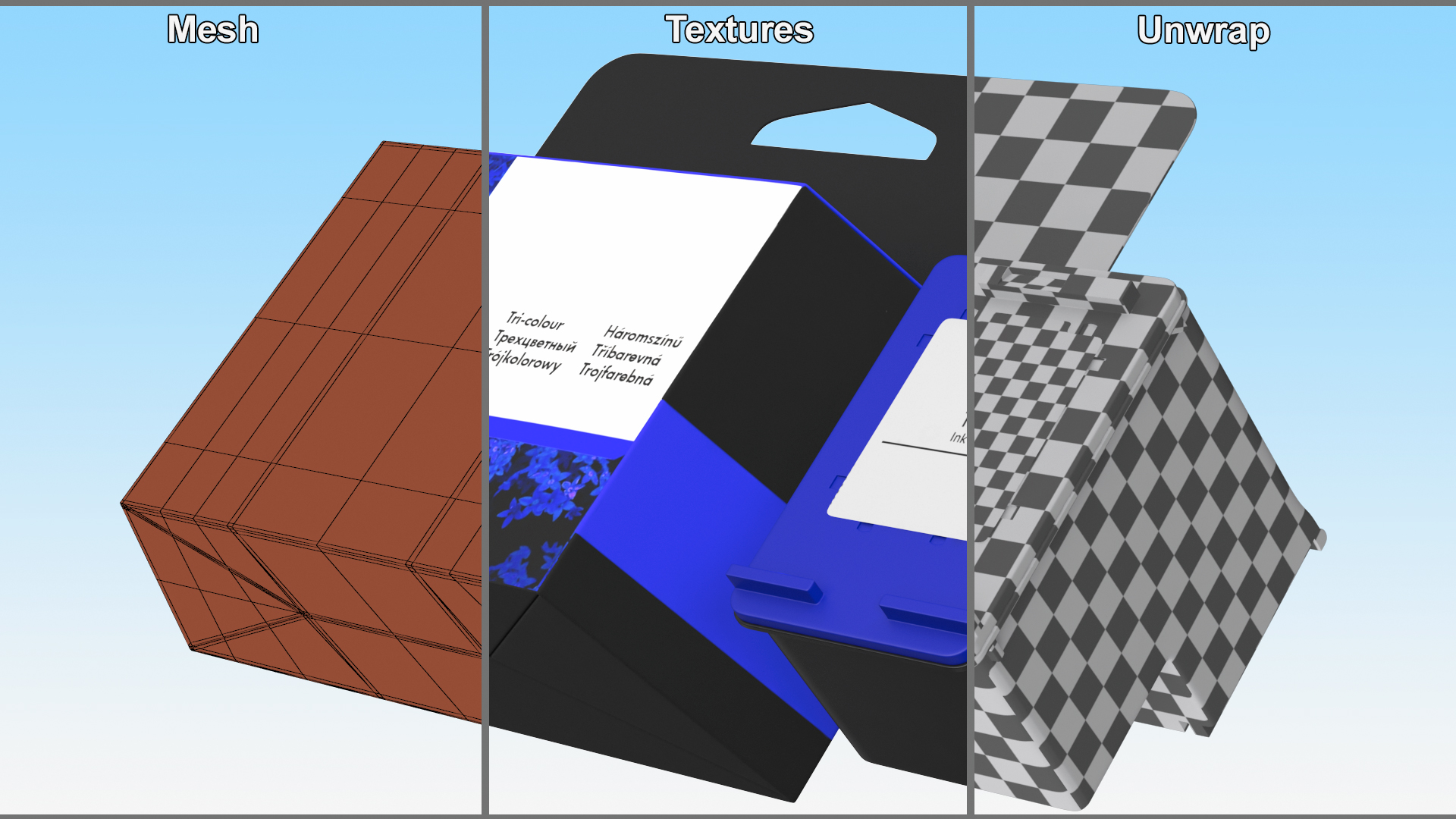 Box of Ink Cartridge Tricolor 3D model