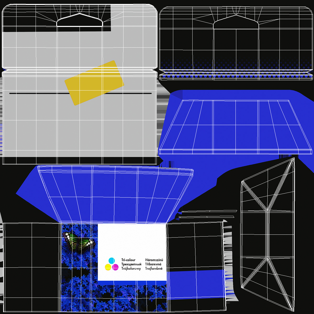 Box of Ink Cartridge Tricolor 3D model