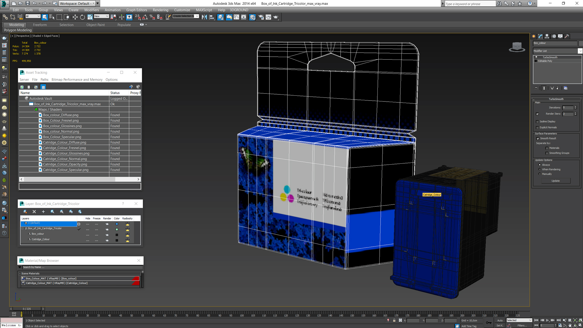 Box of Ink Cartridge Tricolor 3D model