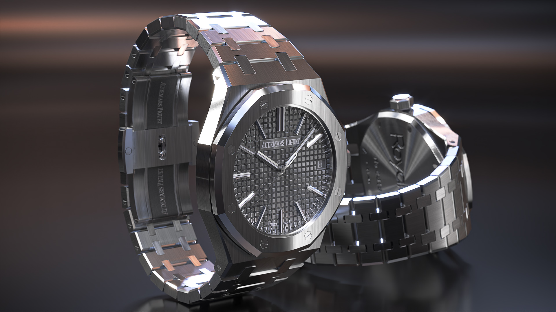 Audemars Piguet Royal Oak Grey White Gold Grande Tapisserie 3D model