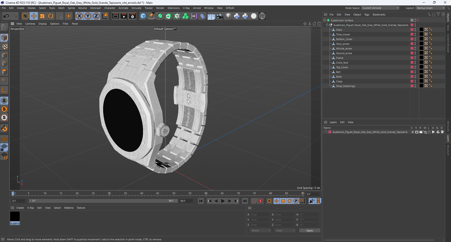 Audemars Piguet Royal Oak Grey White Gold Grande Tapisserie 3D model