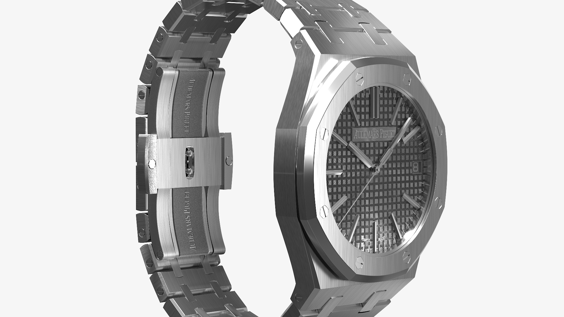 Audemars Piguet Royal Oak Grey White Gold Grande Tapisserie 3D model