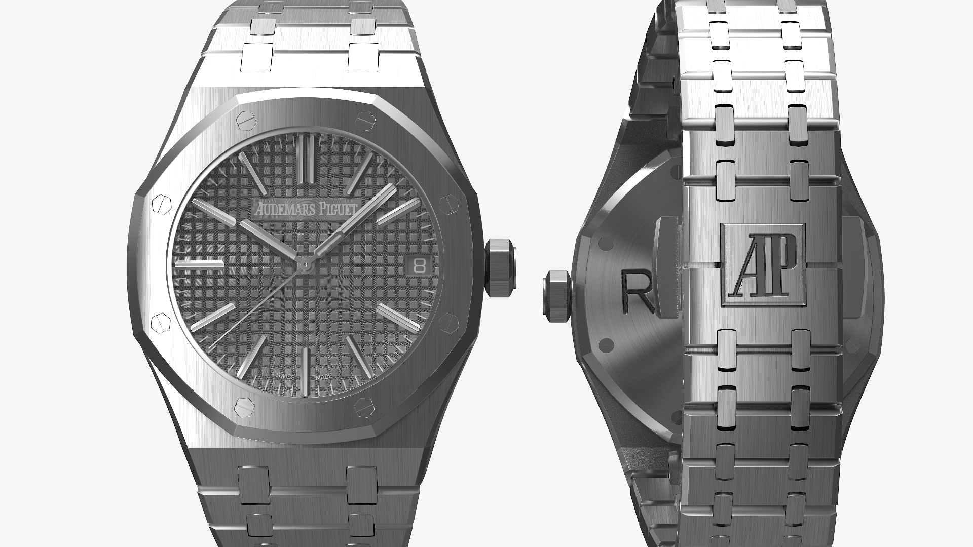 Audemars Piguet Royal Oak Grey White Gold Grande Tapisserie 3D model