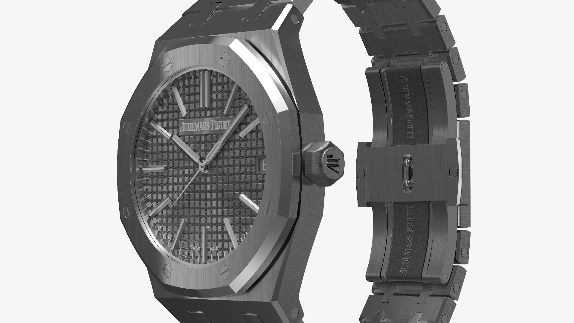 Audemars Piguet Royal Oak Grey White Gold Grande Tapisserie 3D model
