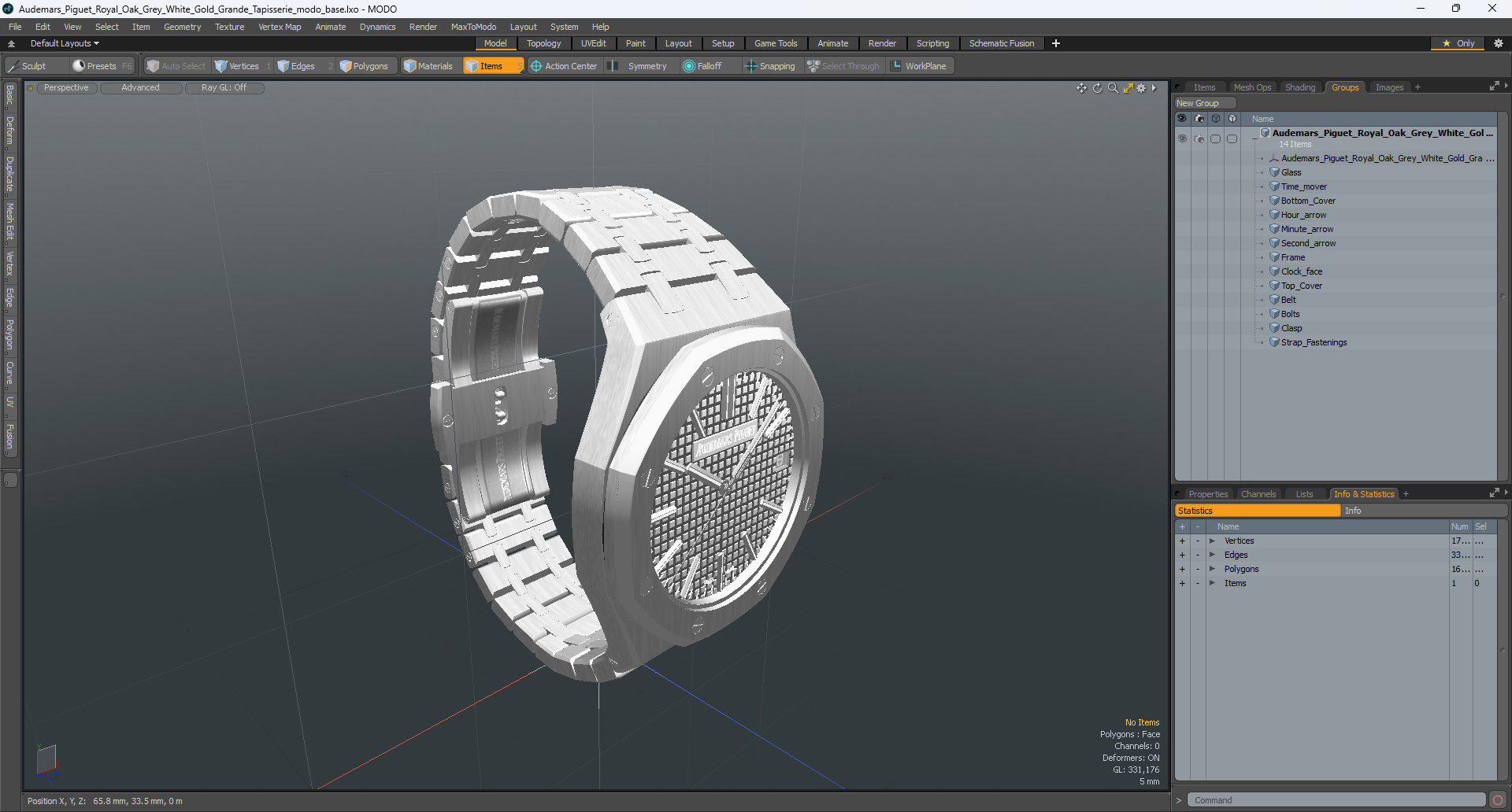 Audemars Piguet Royal Oak Grey White Gold Grande Tapisserie 3D model