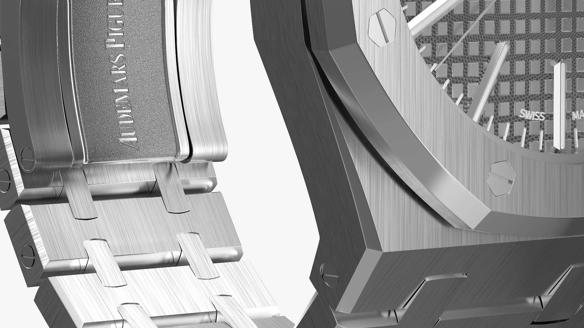 Audemars Piguet Royal Oak Grey White Gold Grande Tapisserie 3D model