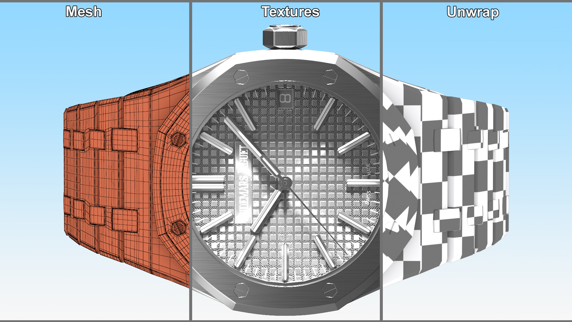 Audemars Piguet Royal Oak Grey White Gold Grande Tapisserie 3D model