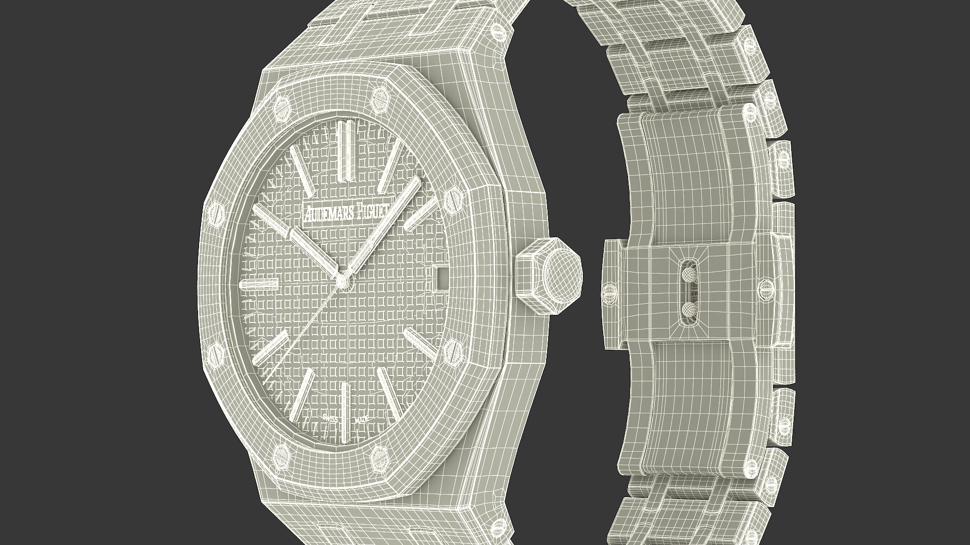 Audemars Piguet Royal Oak Grey White Gold Grande Tapisserie 3D model