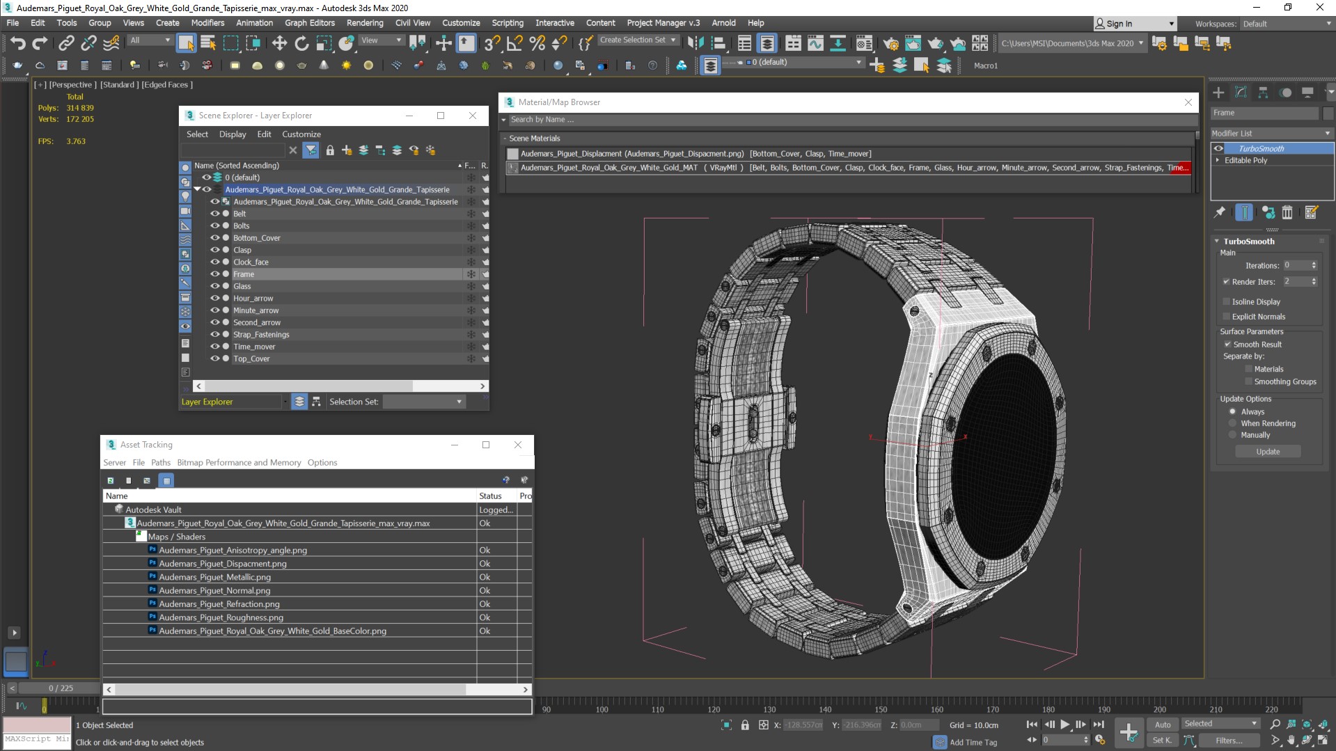 Audemars Piguet Royal Oak Grey White Gold Grande Tapisserie 3D model