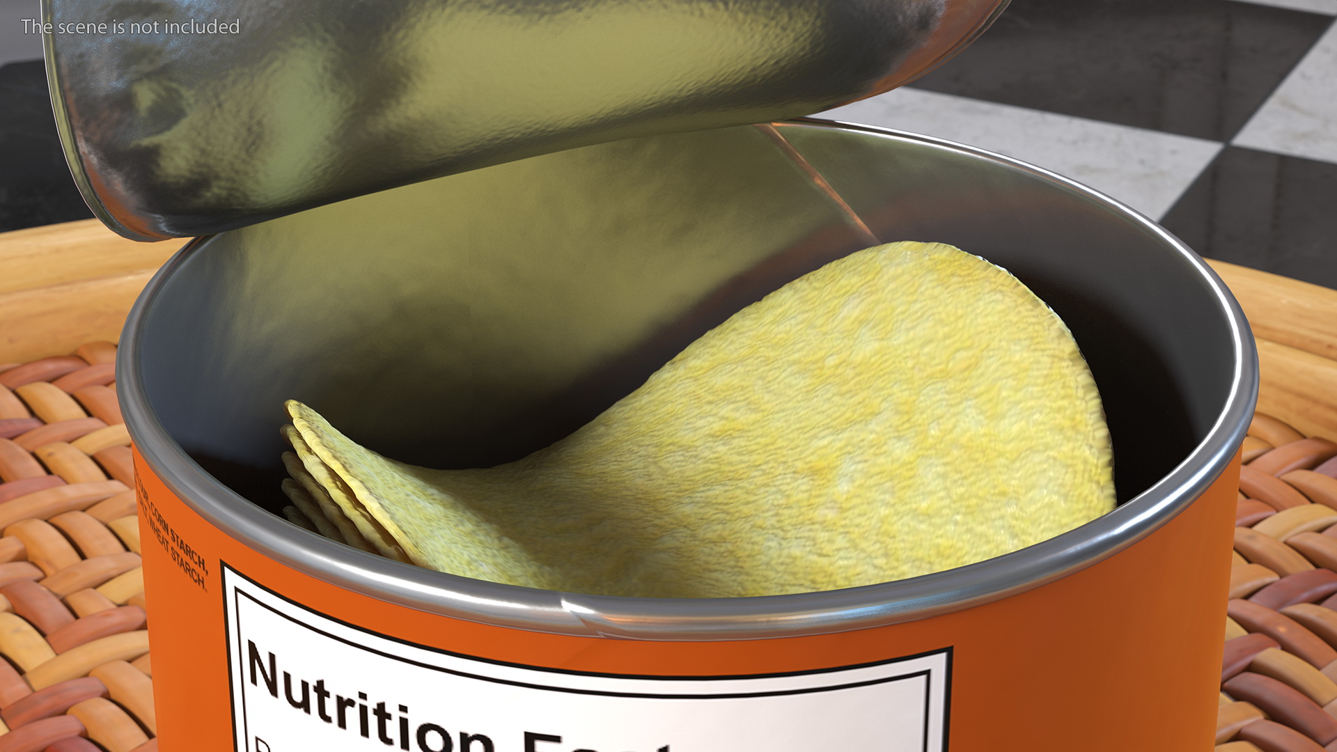 3D Small Open Tube of Potato Chips