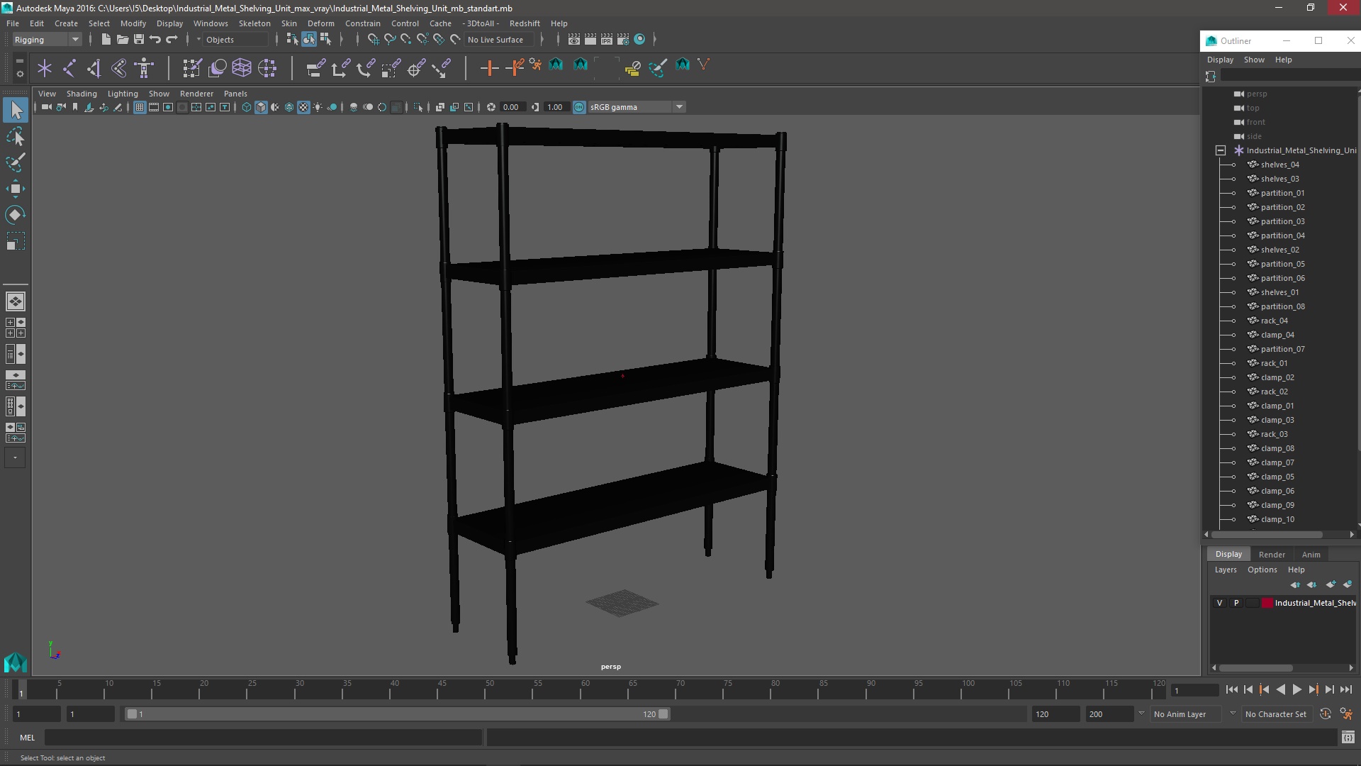 3D model Industrial Metal Shelving Unit
