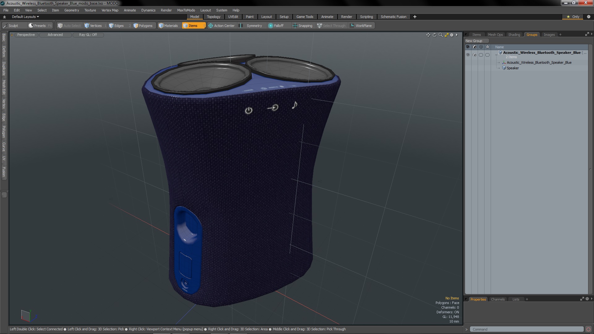 3D model Acoustic Wireless Bluetooth Speaker Blue