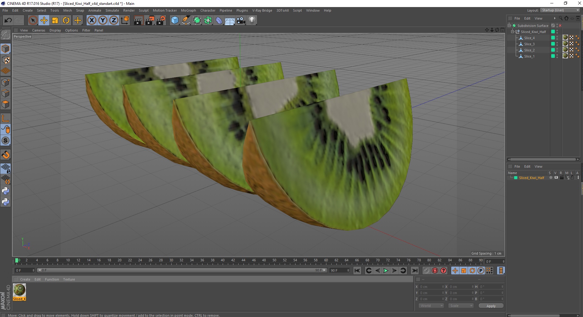 3D Sliced Kiwi Half