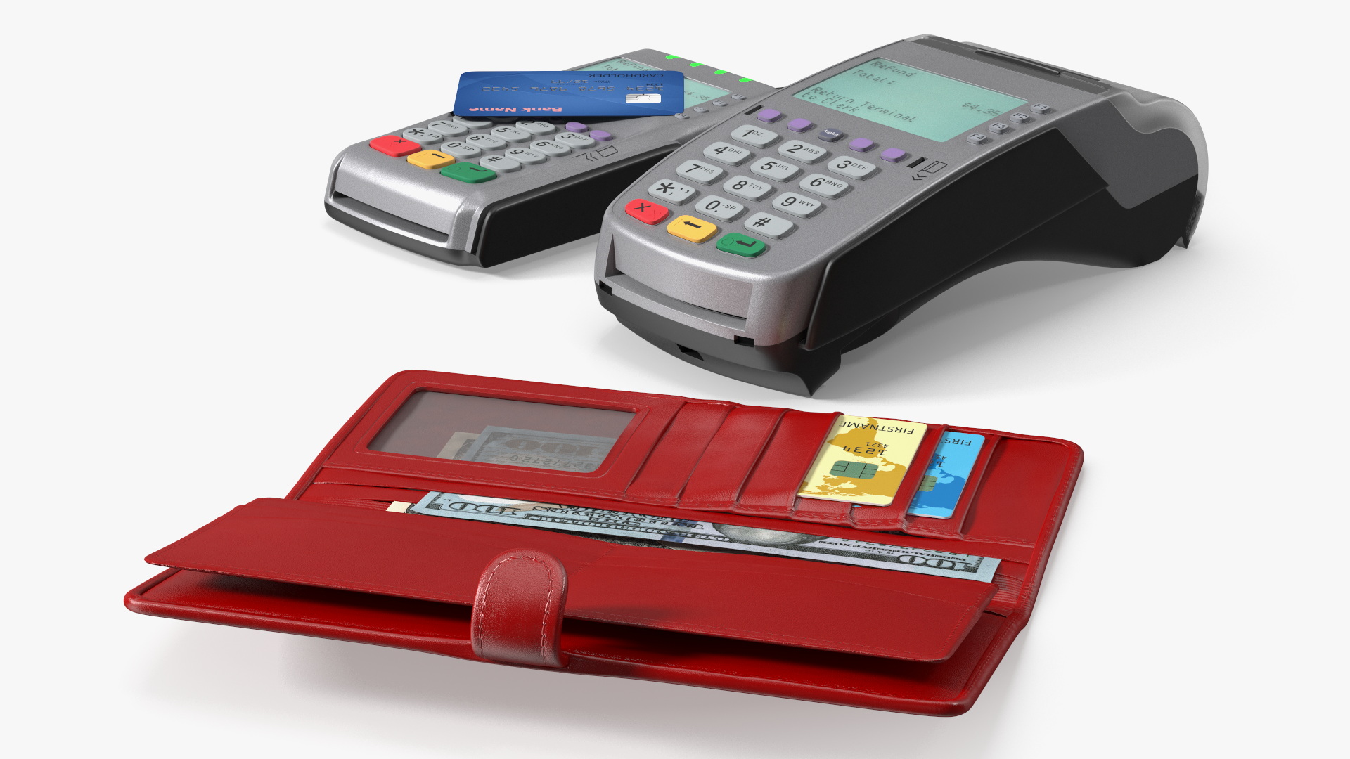 Payment Terminal Set with Credit Card and Wallet - view 3