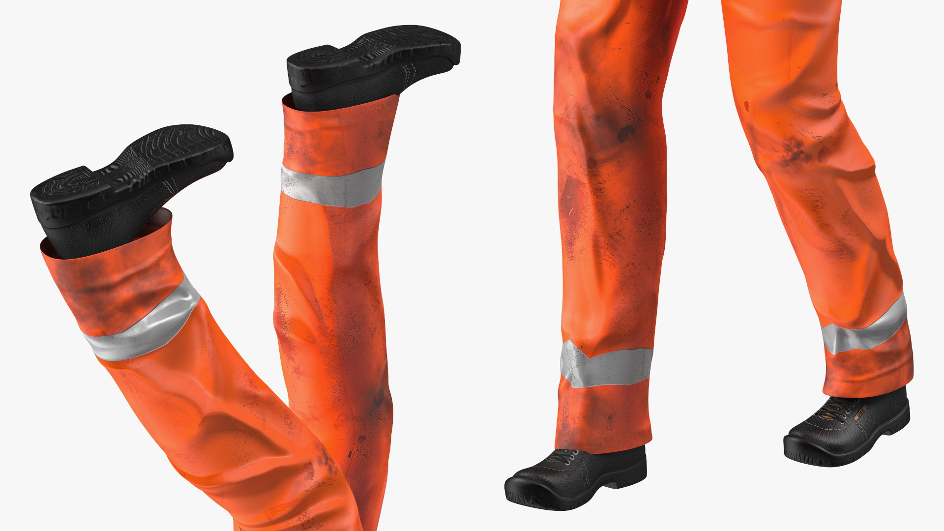 3D model Dirty Road Worker Carries Cone