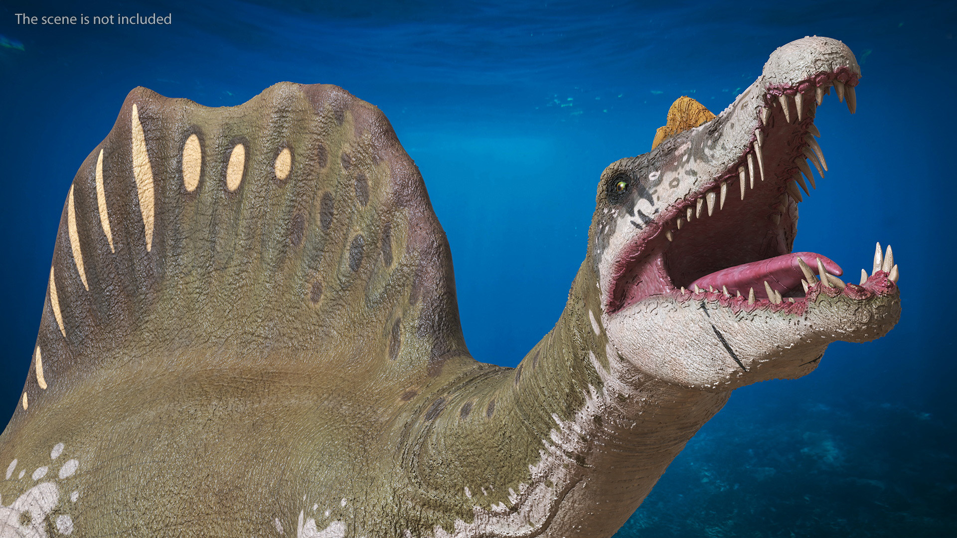 3D Spinosaurus Dinosaur Yellow Swimming Pose