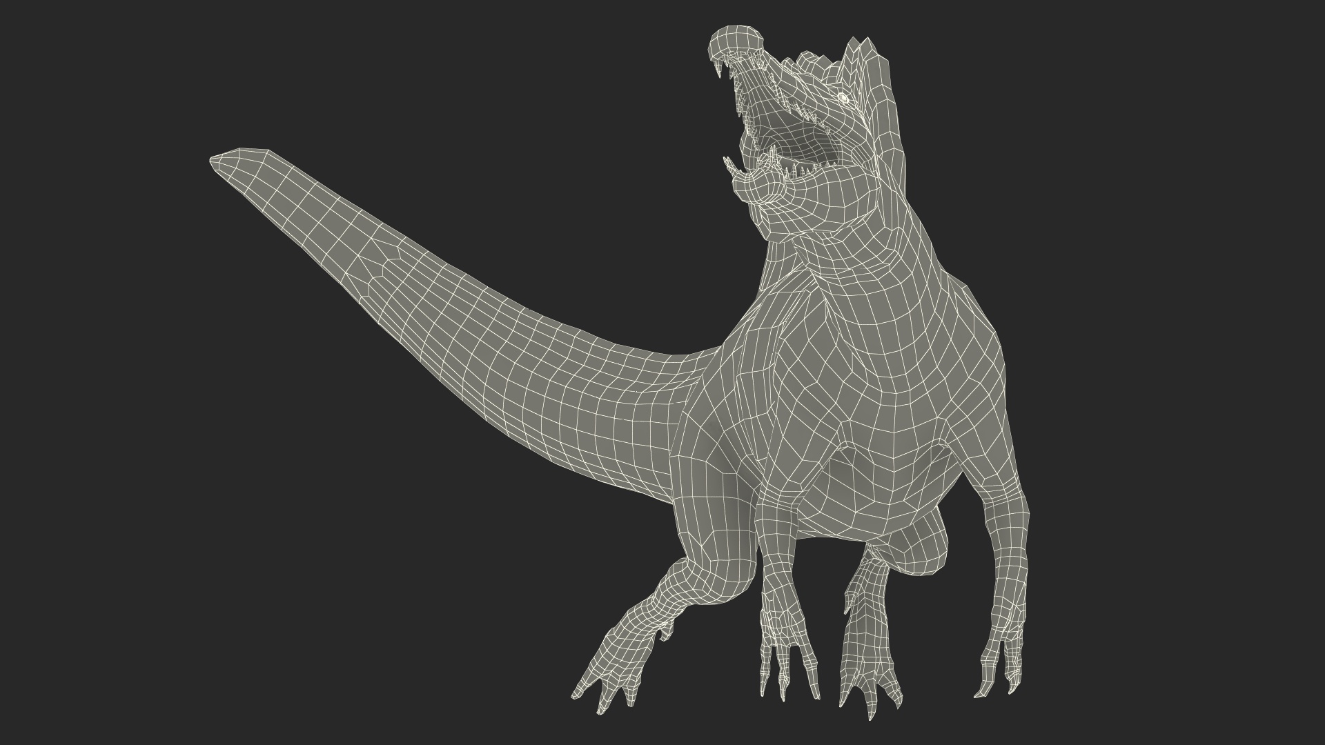 3D Spinosaurus Dinosaur Yellow Swimming Pose