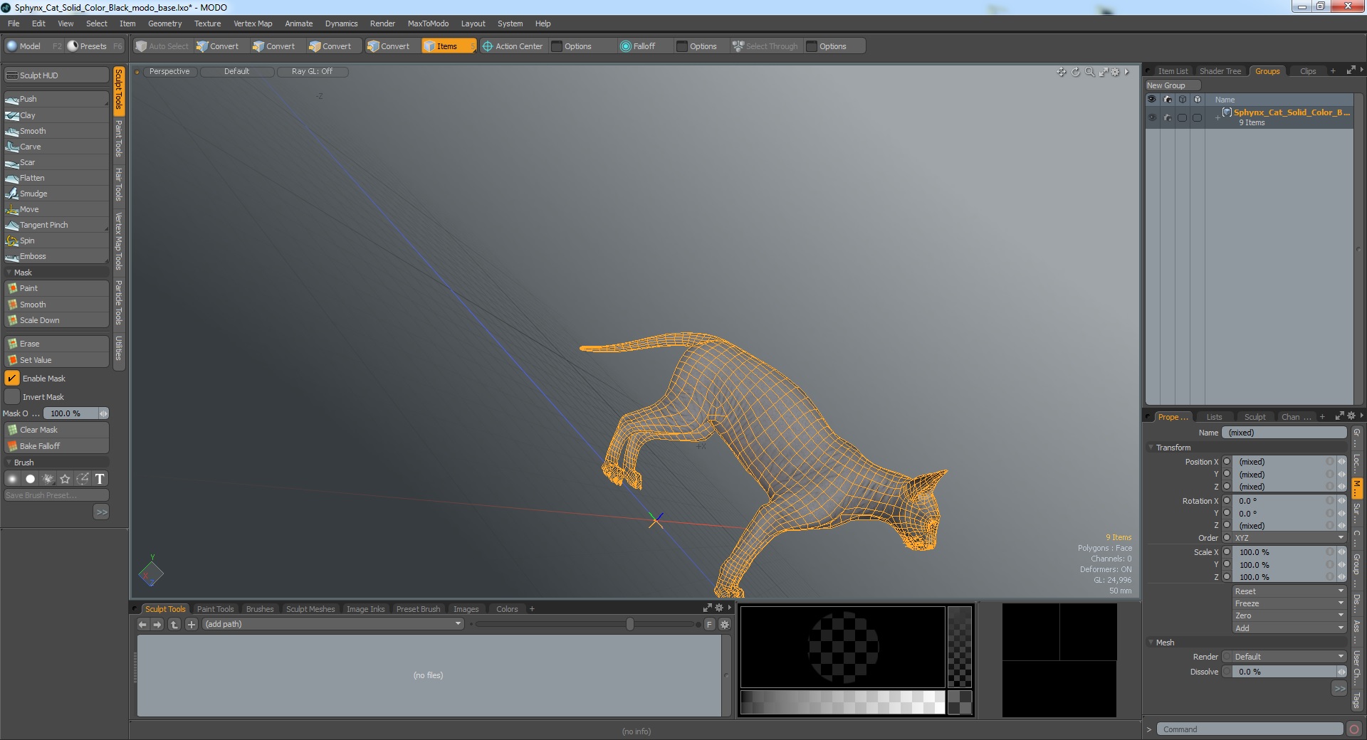 3D Sphynx Cat Solid Color Black model
