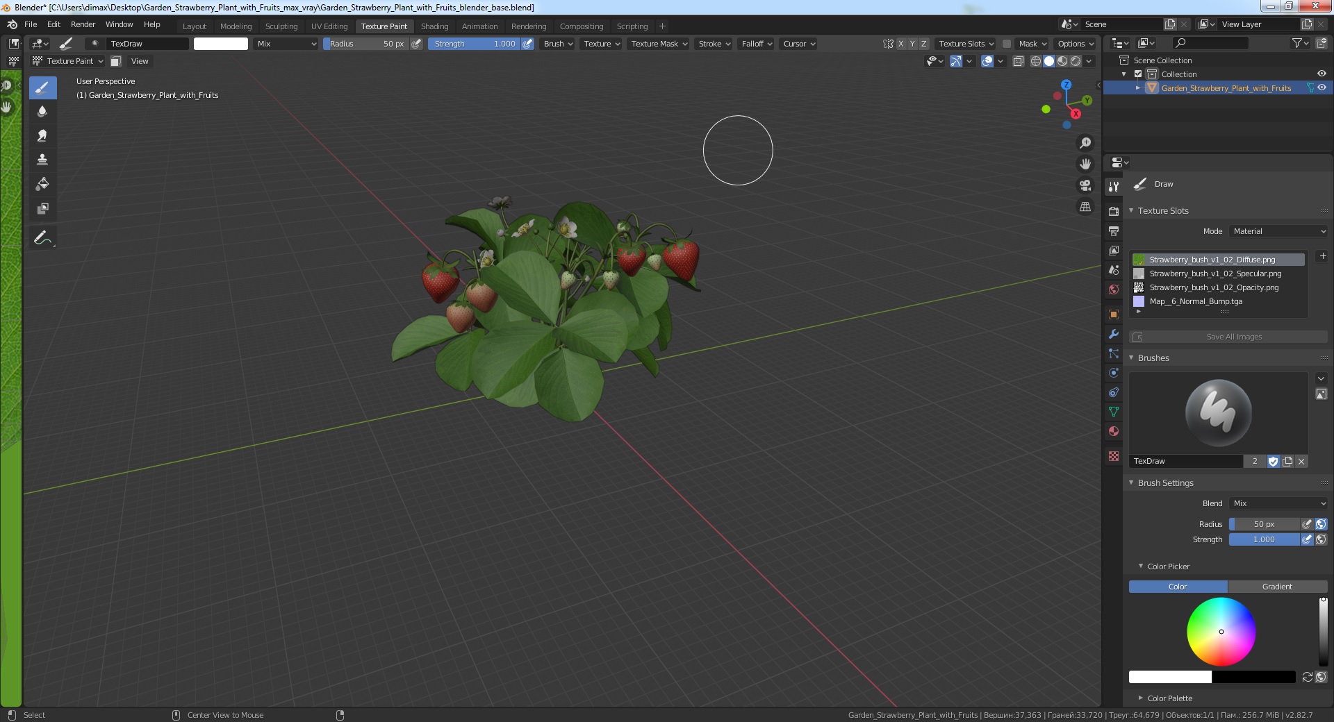3D model Garden Strawberry Plant with Fruits