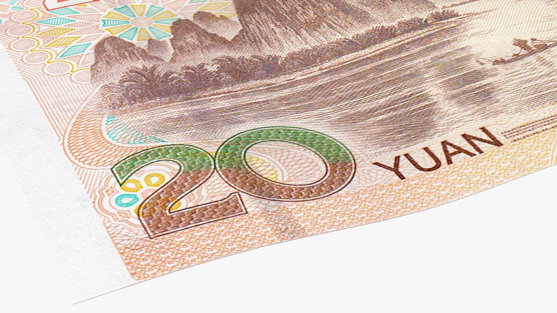 3D Chinese 20 Yuan CNY 2019 Banknote model
