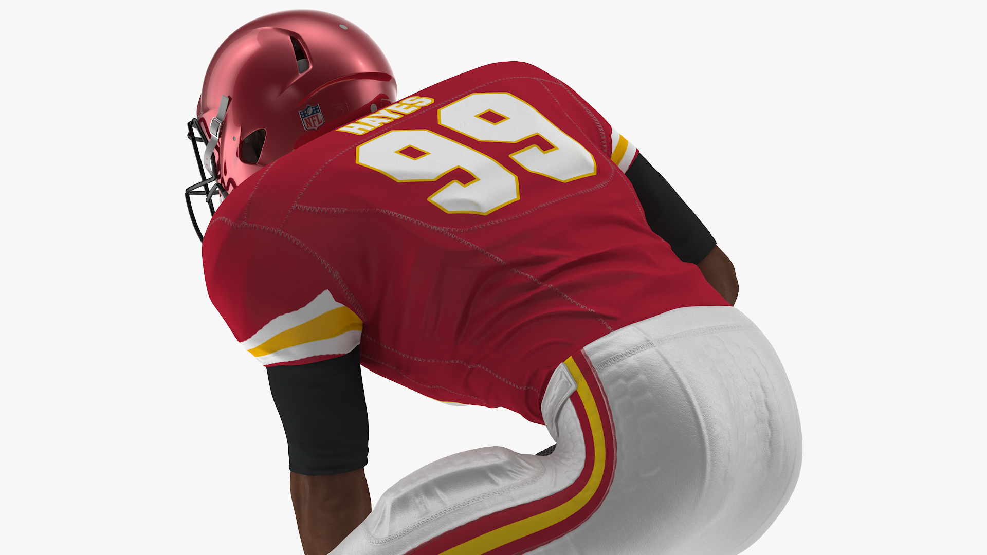 Kansas City Chiefs American Football Player Crouching Fur 3D