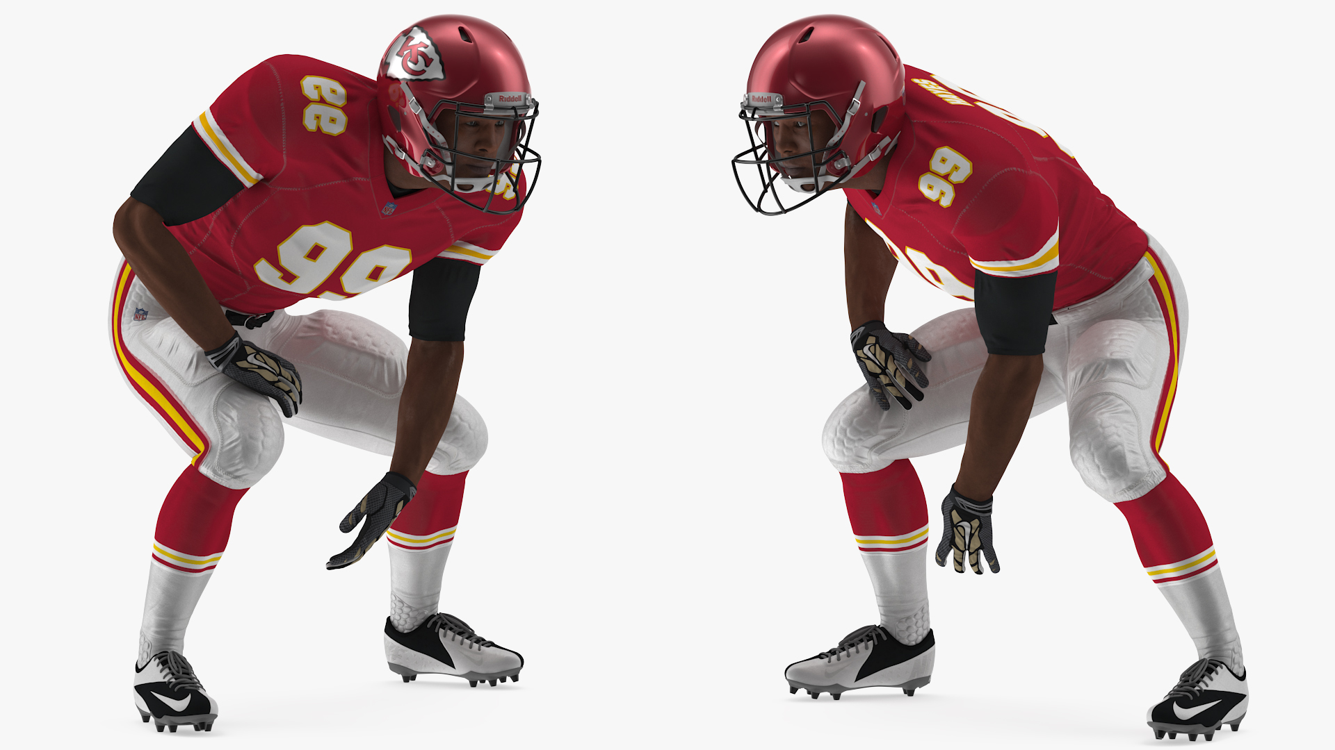 Kansas City Chiefs American Football Player Crouching Fur 3D