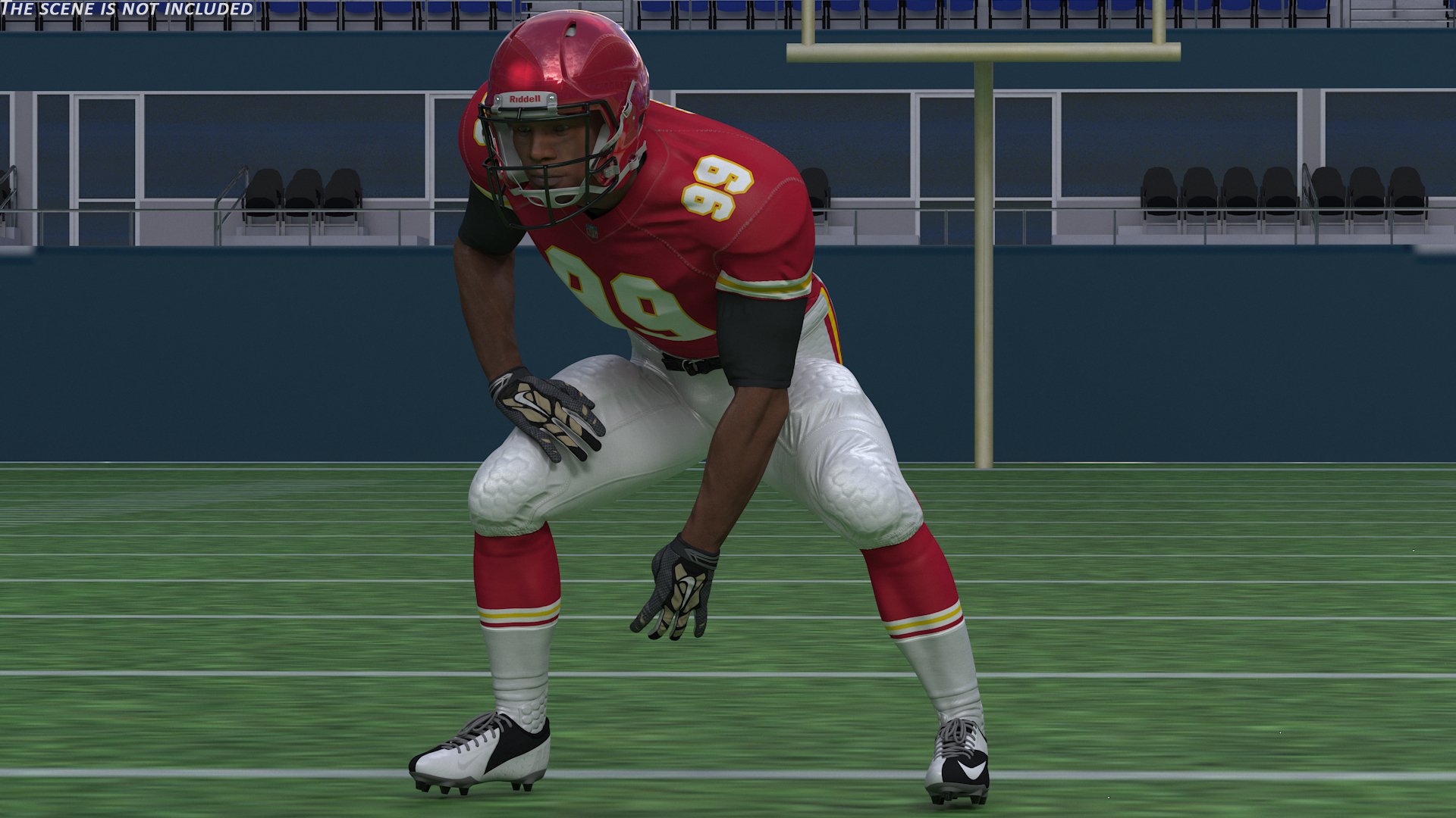 Kansas City Chiefs American Football Player Crouching Fur 3D