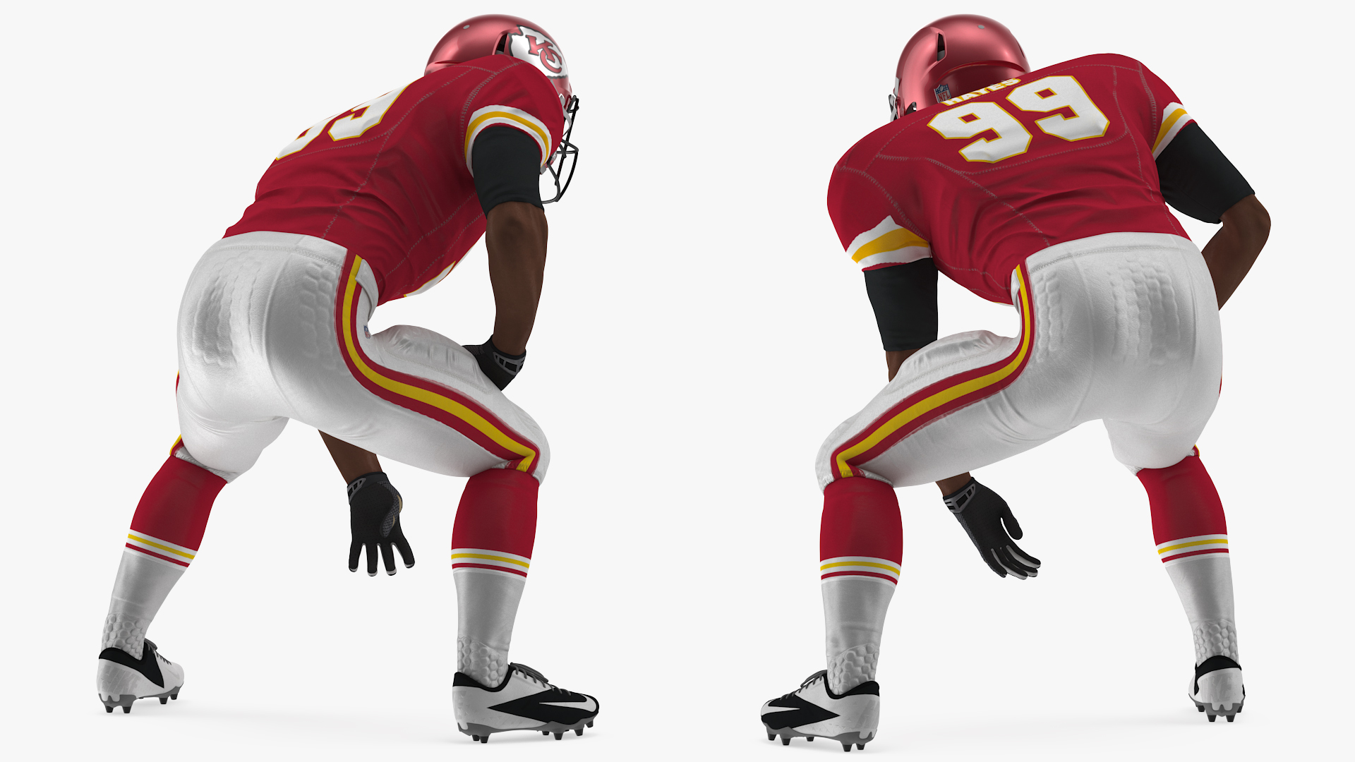 Kansas City Chiefs American Football Player Crouching Fur 3D