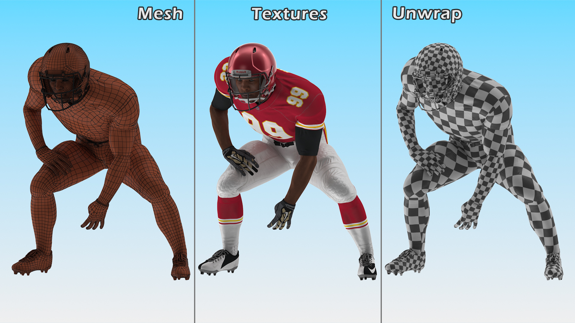 Kansas City Chiefs American Football Player Crouching Fur 3D