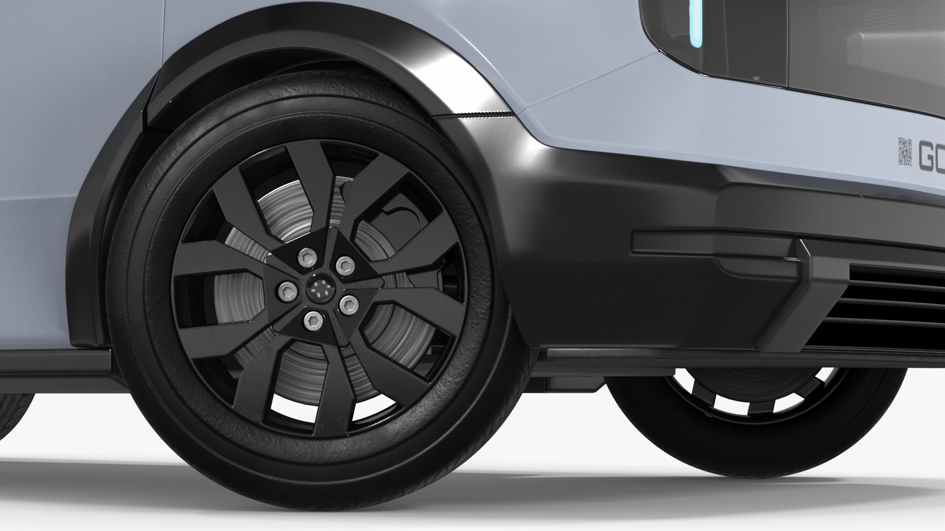 Electric Minivan Canoo Van Delivery Light Blue Rigged for Cinema 4D 3D