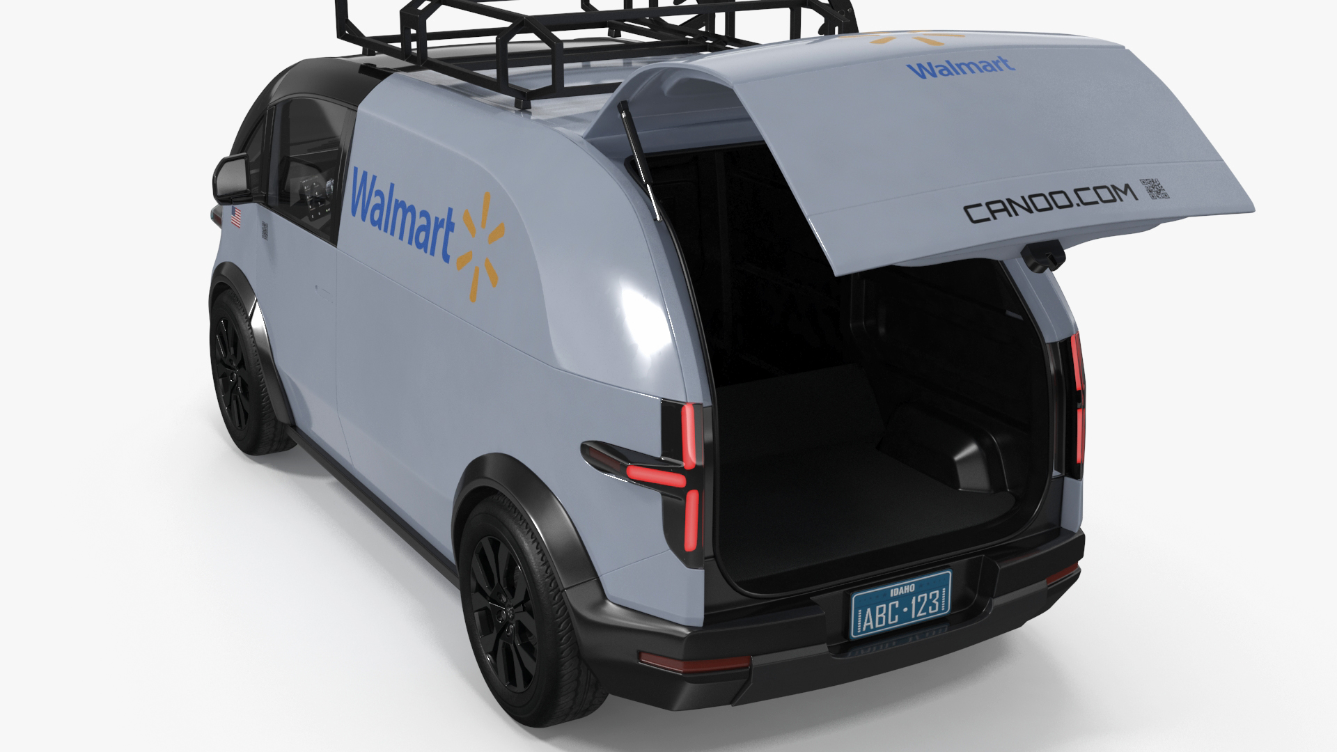Electric Minivan Canoo Van Delivery Light Blue Rigged for Cinema 4D 3D