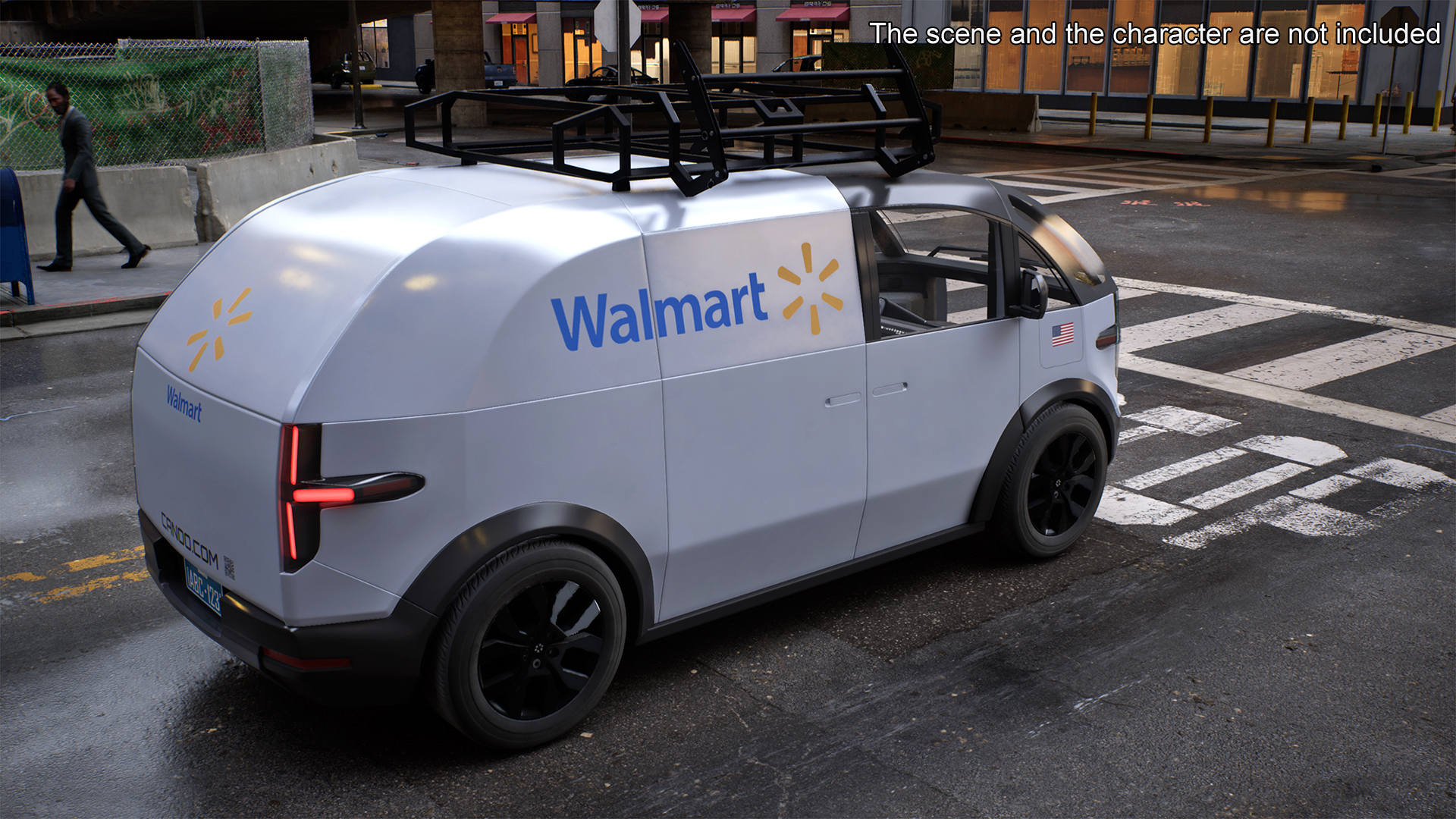 Electric Minivan Canoo Van Delivery Light Blue Rigged for Cinema 4D 3D