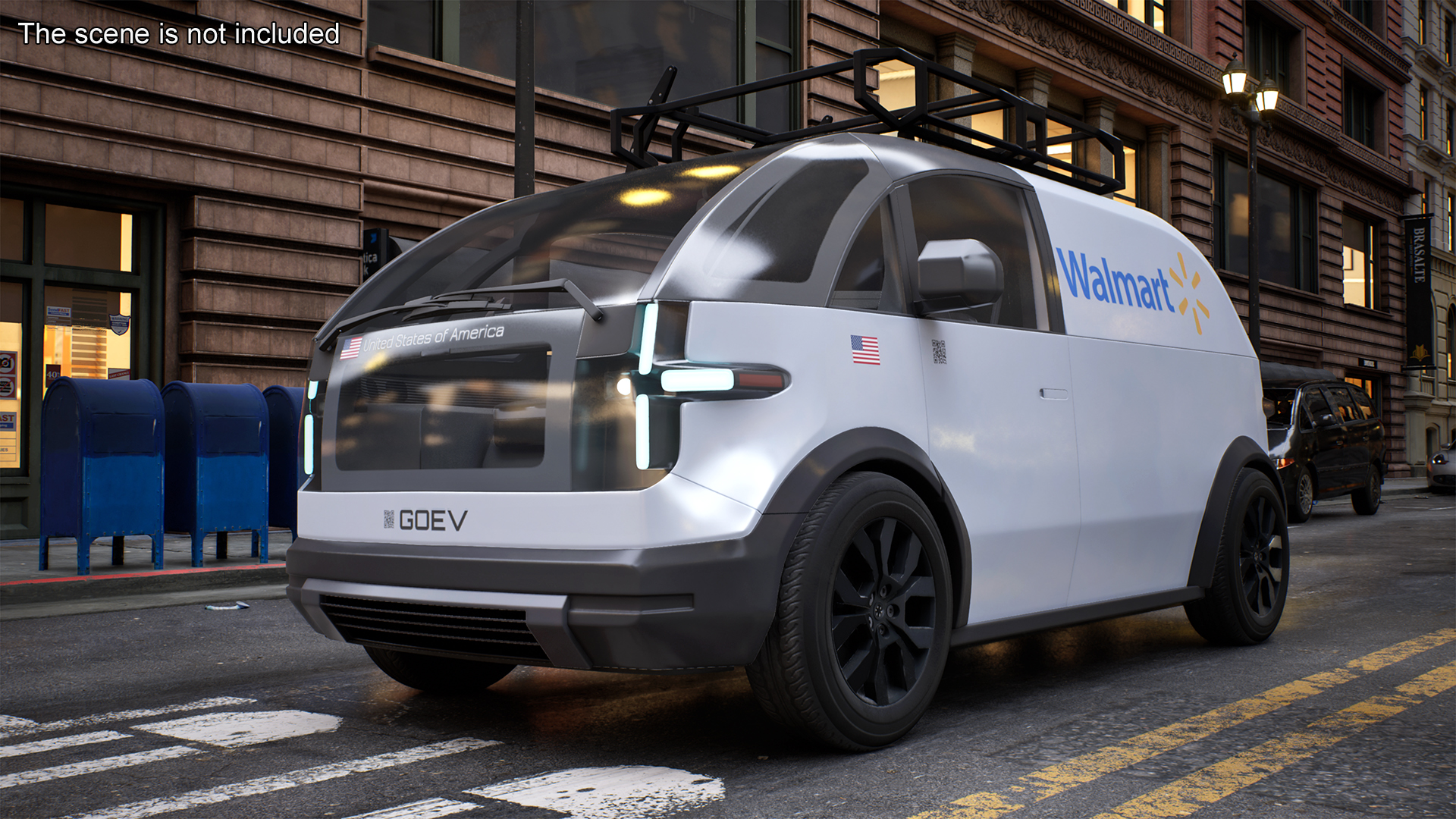Electric Minivan Canoo Van Delivery Light Blue Rigged for Cinema 4D 3D