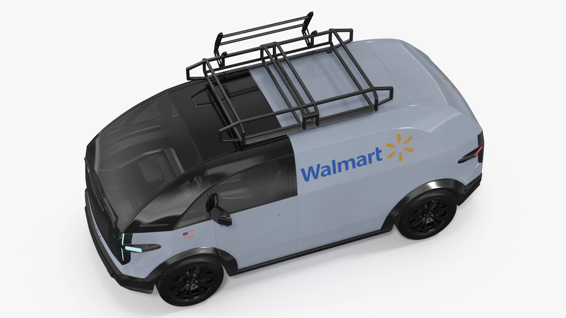 Electric Minivan Canoo Van Delivery Light Blue Rigged for Cinema 4D 3D