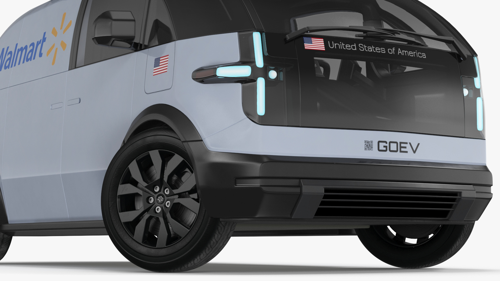 Electric Minivan Canoo Van Delivery Light Blue Rigged for Cinema 4D 3D