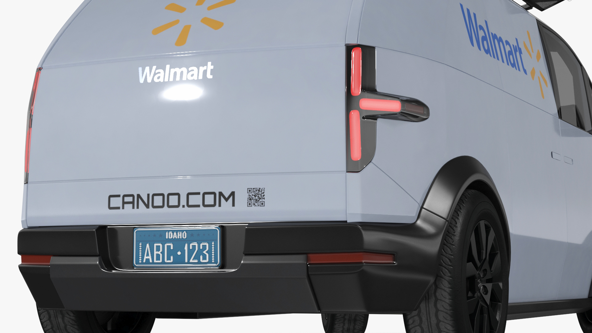 Electric Minivan Canoo Van Delivery Light Blue Rigged for Cinema 4D 3D