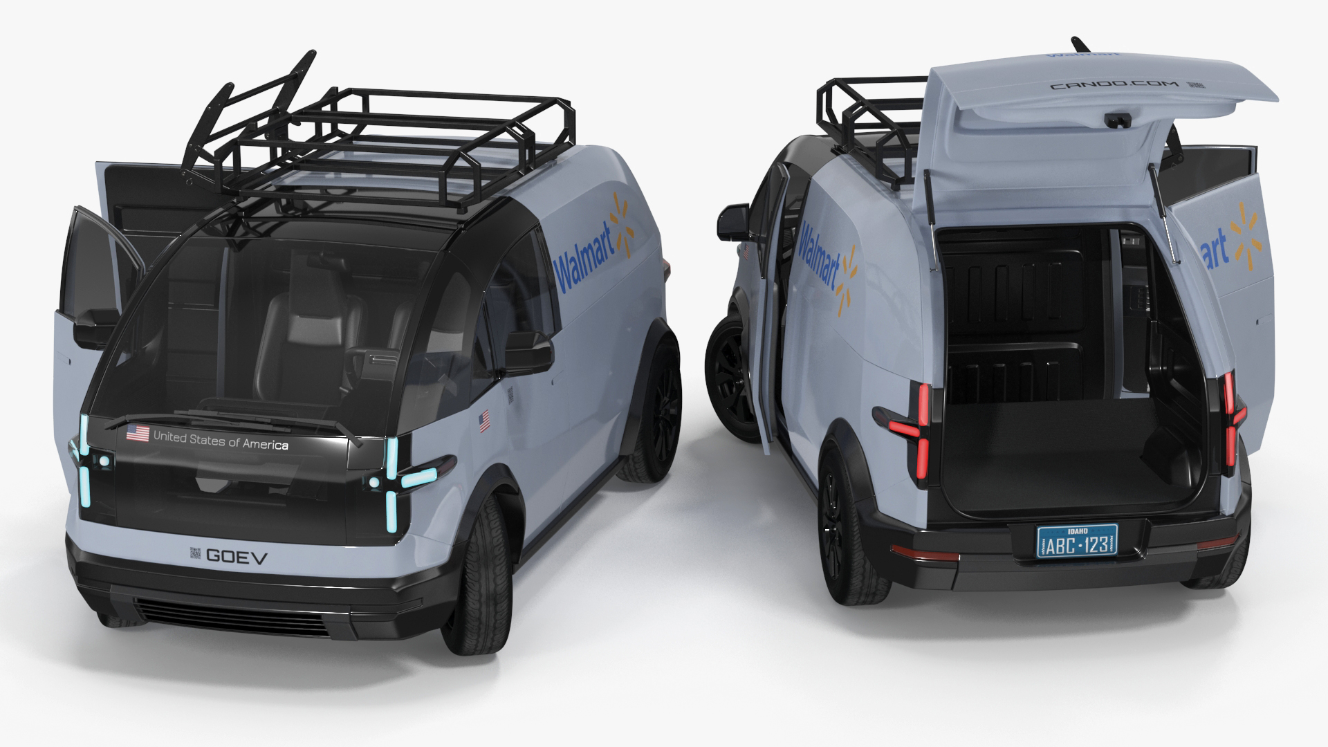 Electric Minivan Canoo Van Delivery Light Blue Rigged for Cinema 4D 3D