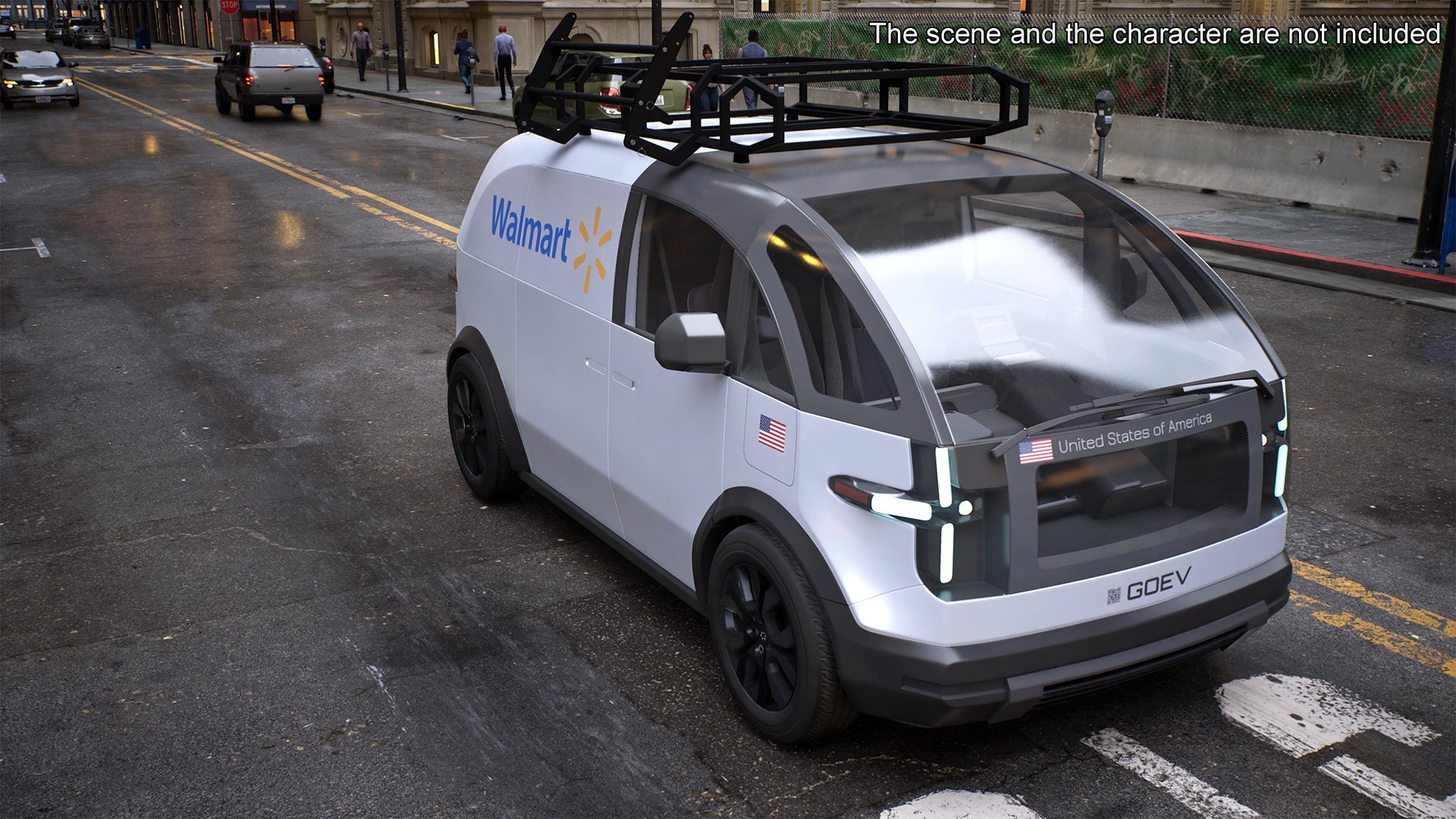 Electric Minivan Canoo Van Delivery Light Blue Rigged for Cinema 4D 3D