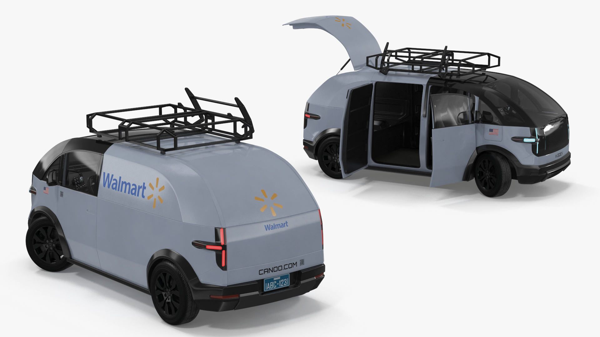 Electric Minivan Canoo Van Delivery Light Blue Rigged for Cinema 4D 3D