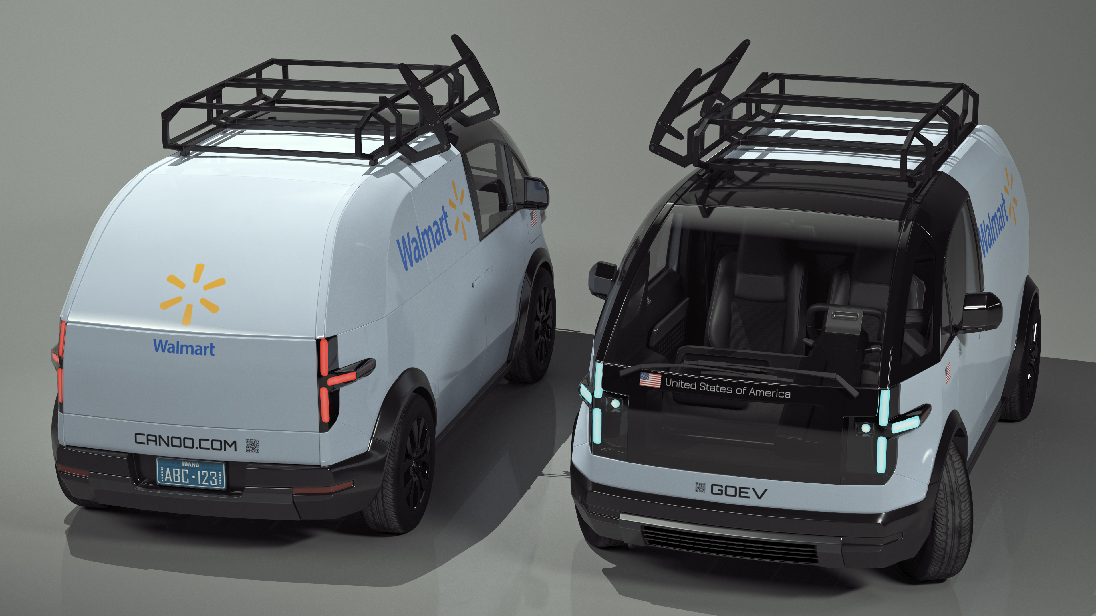 Electric Minivan Canoo Van Delivery Light Blue Rigged for Cinema 4D 3D
