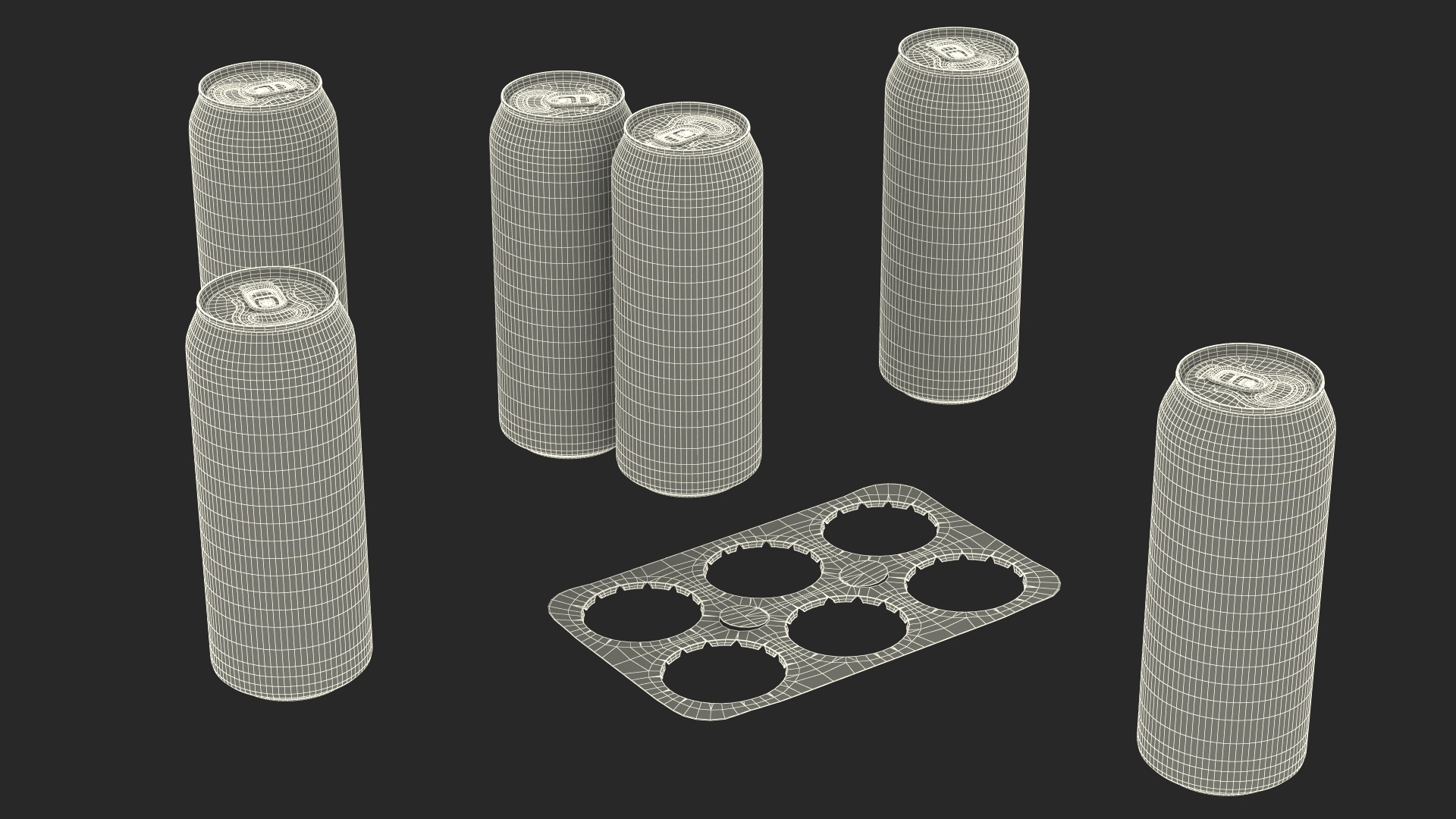 Beverage Packaging for 6 Pack Beer Cans 3D model